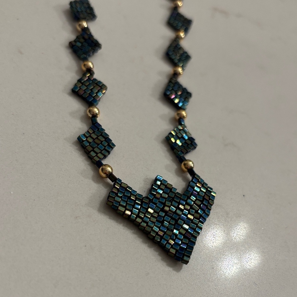 Elegant Blue and Gold Necklace